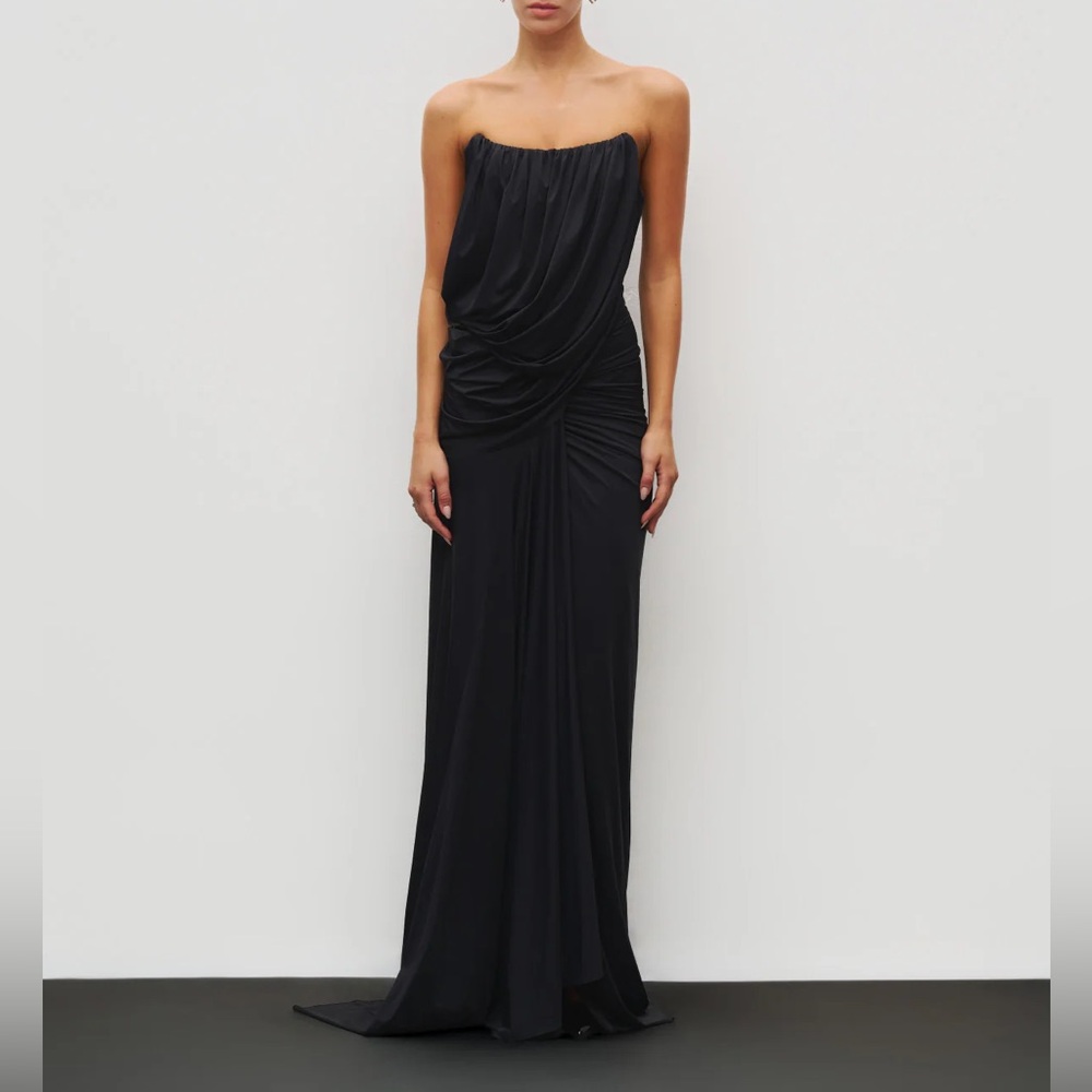 NWT Heiress Beverly Hills New The Gathered Drape Gown in Black XS